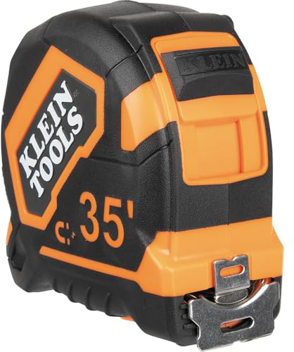 Klein Tools 9235 Tape Measure, Heavy-Duty Magnetic Measuring Tape with 35-Foot Double-Hook Double-Sided Nylon Reinforced Blade, with Metal Belt Clip
