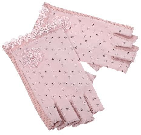 Holibanna Sun Protection Fingerless Gloves Women Breathable Uv Protection Driving Gloves Flexible Cycling Summer Purple Floral