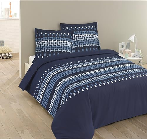 Vision - Parure de lit Jack - 100% Coton - Bleu - Set de Housse de Couette 140x200 cm avec 1 taie d'oreiller pour lit 1 Personne - Fibres Naturelles - Oekotex