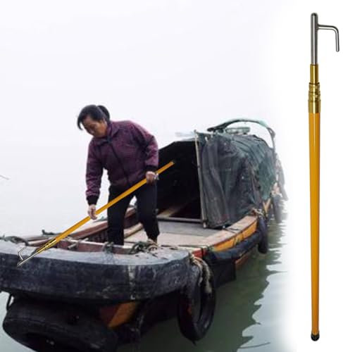 Bootshakenstange/ Bootshaken Aluminium Teleskopisch Bootshaken 4 5 6 8 M, Ausziehbar Pick Up Hook Stangen & Wasserrettungsstange Zum Anlegen, Retten, Schieben, Ziehen Und Bootfahren(L 16' 5inch (5m))