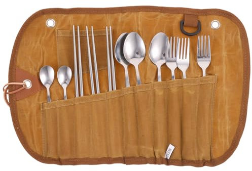 YARNOW Borsa Per Stoviglie Da Barbecue Accessori Da Campeggio Facile Da Chiudere E Aprire Set Di Posate Da Picnic Per Attività Allaperto