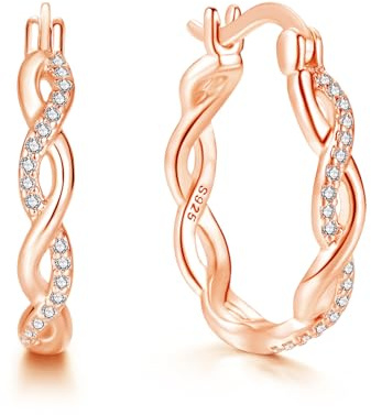 Loutade Ohrringe Silber 925 für Damen, 925 Sterling Silber Ohrringe Creolen | Hypoallergen Leichte Cubic Zirkonia 20mm Twisted Silber Huggie-Ohrringe, Unendlichkeit Gedrehte Creolen Schmuck