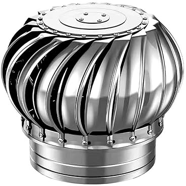 SDdPulse Roof Ventilator, Cap Vent Round, Whirlybird Turbine, Wind Turbines Air Vents, Air Ventilation Outlet Hood, with Built-in Screen Mesh for House,Silver-300mm