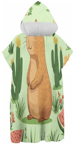CDXNORA Cartoon-Tiere Badeponcho Damen Herren - Schnelltrocknender Surf Poncho, Handtuch Kleid Mit Kapuze, Strand Sauna Surfen, Umziehhilfe Handtuch Poncho Erwachsene Wasserschwein