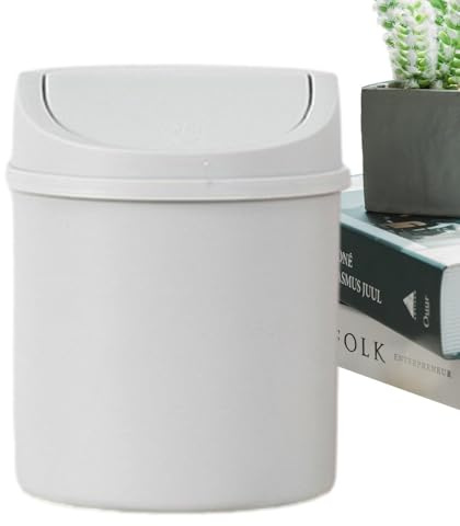 Raypontia 16,5x13cm Desktop Mülleimer, Klein Kunststoff Mülleimer, Tisch Mülleimer Mit Deckel, Schreibtisch Mülleimer, Table Trash Bin Für Zuhause, Waschtisch, Tisch, Auto, Innenbereich, Badezimmer