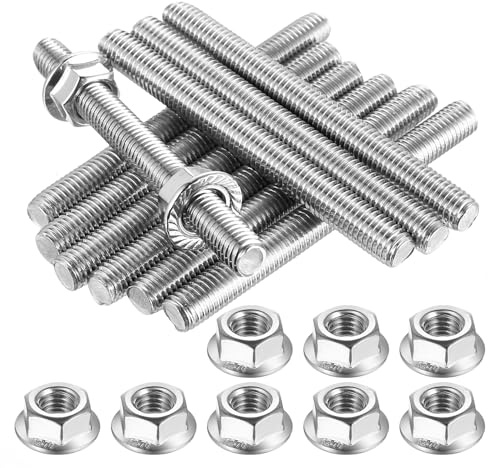 RunXinDa Lot de 10 tiges filetées M10 x 100 mm en acier inoxydable A2 V2A avec 10 écrous à bride hexagonales M10 pour construction de meubles, machines, fabrication de meubles