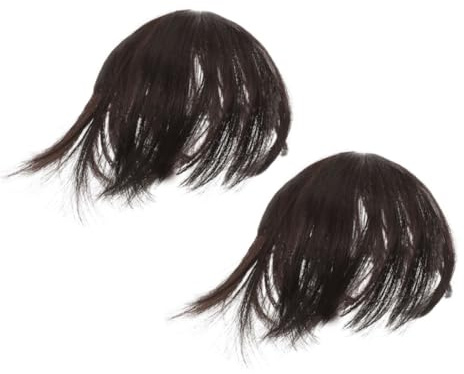 HONITANO Leichte Haarteile zum Anstecken für Damen 2stücke aus Chemischer Faser Natürliche Bob Haarverlängerungen zum Abdecken von Grauem Haar Schlichtes Design für Alltag