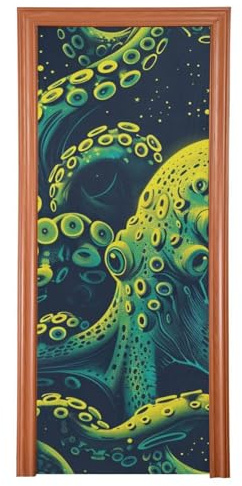 Textur djur hav neon grön dörr dekorationer skydd 91 x 248 cm hem dörr banderoll semester fest tillbehör L