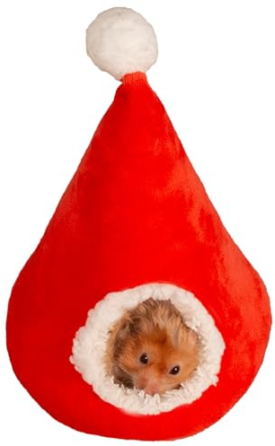 TYXHXTF Meerschweinchen Höhle, Weihnachts Meerschweinchenversteck, Winter Warme Hamster Kuschelhöhle, Gemütliches Kaninchen Bett Hamsterzubehör (15 * 20CM)