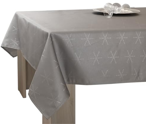 Nappe Lurex Entretien Facile - Gris Argenté - Rectangle 150 x 350 cm