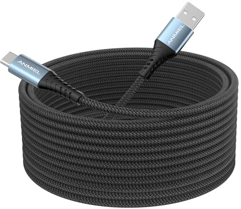Extra langes USB C Ladekabel 5M,3.1A USB-C-zu-A-Schnellladekabel,Typ C Kabel geflochten für PS5 Controller,Samsung Galaxy S10, S9, S8 Plus,Note10,9,8,LG V50,V40,G8,G7,Moto,LG,HUWEI, Mi9/8,etc