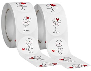 KLINNA 1000 Stück Weihnachtsaufkleber Rolle, 8 Muster Sticker Weihnachten Etiketten Selbstklebend, Geschenkaufkleber für Umschläge, auch als Herz Sticker Love Deko