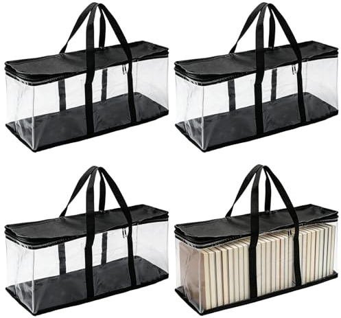 GBKDQQ 4 bolsas de almacenamiento para DVD, espacio para 160 DVD, CD, videojuegos, 60 x 15 x 22 cm, funda transparente para CD, bolsa de transporte impermeable con cremallera y asas reforzadas (negro)