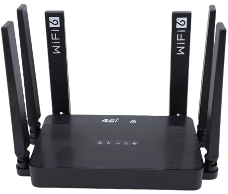 OPPWONG Enrutador Inalámbrico 4G WiFi 6, 300 Mbps CAT4 Cobertura de 300 M2 6 Antenas Externas 32 Dispositivos Enrutadores de Computadora con Tarjeta SIM Dual Puerto LAN Enrutador (Enchufe de la UE)