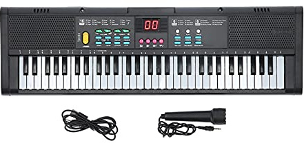 ZenithAur Keyboard Piano 61 tasti Pianoforte elettrico digitale con modalità di apprendimento, 16 toni, 6 ritmi e un pianoforte portatile con microfono per bambini principianti