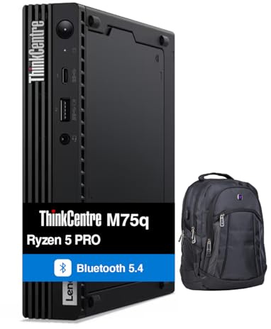 Lenovo ThinkCentre M75q Business Mini Desktop (AMD Ryzen 5 PRO 5650GE, AMD Radeon, 16GB DDR4, 512GB PCIe SSD, WiFi 6, Bluetooth 5.4, 65W PSU, RJ-45, 1 Display Port, Win 11 Home) w/Premium Backpack