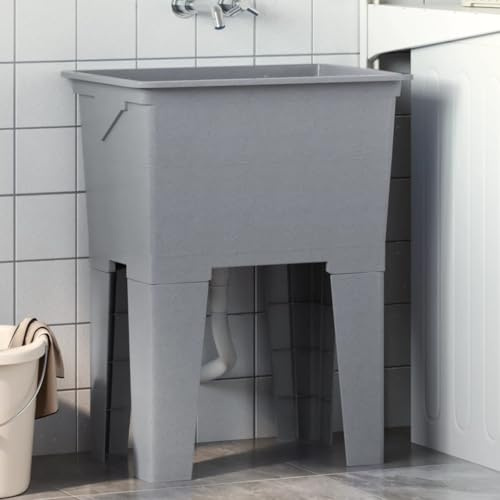 Lavanderia da incasso, in resina, colore grigio, 59 x 41 x 75 cm, per cucina, bagno