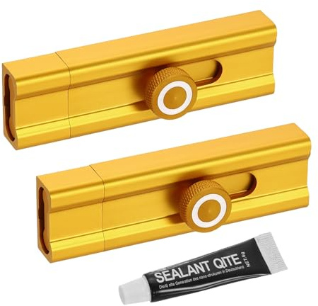 QUARKZMAN 2Pcs Verrou Coulissant, serrure de sûreté Adhésif De 4 Pouces, Verrou Coulissant En Alliage D'Aluminium Pour Portes En Applique Ou Encastrées, Or