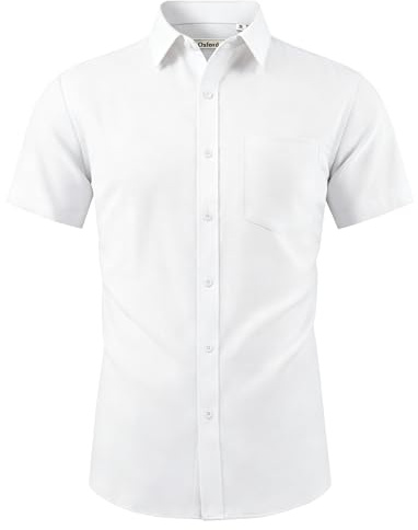 J.VER White Short Sleeve Shirt Mens Summer Casual Oxford Button Down Shirts