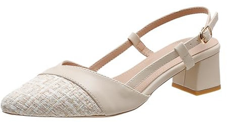 Genérico Zapatos de Vestir Mujer Zapatos de Verano Anchas Mujer con Pendiente Inferior Gruesa Y para Uso Exterior,Punta Abierta,Cabeza Cuadrada,Arrastre Sandalias Elegantes (Beige,35)