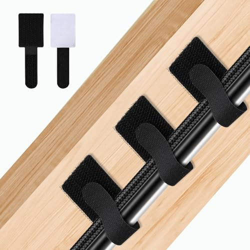100 PCS Cable Management Under Desk, Wire Organiser & Self Adhesive Clips | Under Desk Cable Tidy, Stick On Clips for TV PC Ethernet Sticky Cord Holder for Home Office Wall Desktop Organizer (Black)