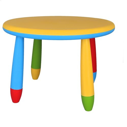Mueblear 90048 - Tavolo rotondo per bambini, in plastica, 30 x 15 x 48 cm giallo