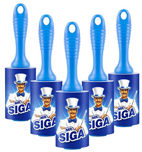 MR.SIGA Extra Sticky Lint Roller Pet Hair Remover with Easy Tear Sheets, 450 Sheets in Total, 5-Pack, Blue