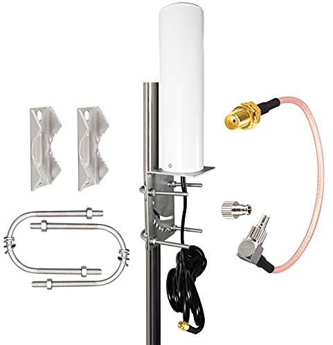 YILIANDUO Antenne 4G LTE Exterieur Mimo Omnidirectionnel Antenne 12dBi 698-2700MHz avec 5M Câble d'extension SMA + SMA à CRC9/TS9 Câble 15CM pour 4G LTE Routeur Passerelle Modem Cellulaire Combination