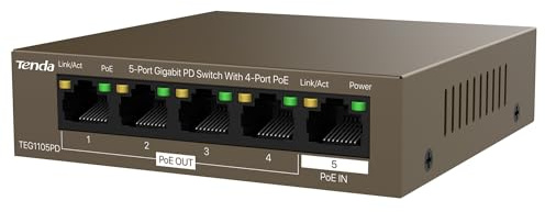 SWITCH TENDA TEG1105PD 5P LAN GIGABIT PD DESKTOP CON 4P PoE