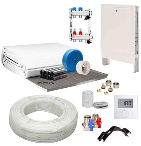 Fußbodenheizung Warmwasser Set 80m² Tackersystem 35 mm Rollbahn PE-RT Rohr VA15 Regelung D