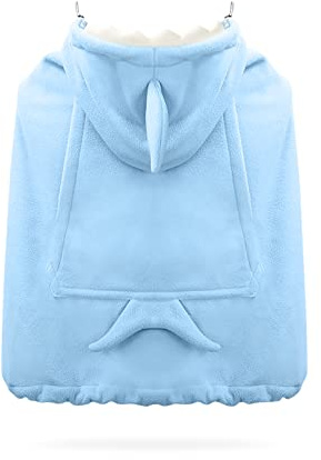 SONARIN Warmer Babytrage Bezug,Universal Winter Tragecover mit Kapuze Winddicht Tragetuchhüllen Fußsack Regenschutz Umhänge Bezug für Babytragen & Tragetücher(Blau)