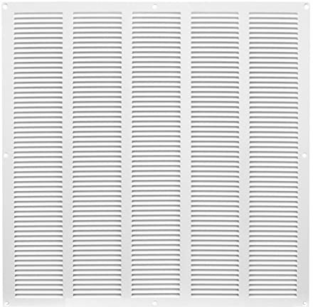 Prostko LTD Griglia di ventilazione in metallo bianco, 500 x 500 mm, con zanzariera, rete anti insetti, moderna copertura piatta