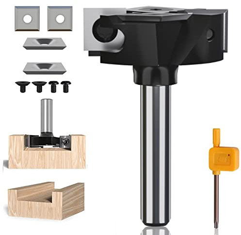 Planfräser 2+2 Flöten Holz Für Oberfräse Holzfräser 38.1 Mm Schnittdurchmesser, 8/12 Mm Schaft Hobelfräser Mit Wendeplatten Spoilboard Fräser Abflachfräser Oberflächenbit,8mm