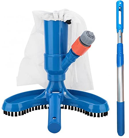Aspiratore per Piscina Strumenti per Pulitore Subacquei per Fontana Stagni Testa di Aspirazione Skimmer Portatile per Esterni con Rete Fine,Blue,27cm