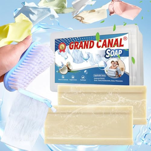 Grand Canal - Barra de Jabón Antiguo Con Cepillo Para Manchas, Limpieza de Ropa Interior, Removedor Multiusos Para Zapatos