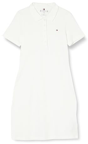Tommy Hilfiger Abito a Polo Donna 1985 Slim Pique Slim Fit, Bianco (Ecru), M