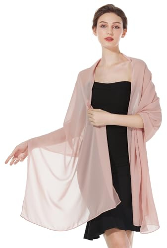 BEAUTELICATE Scialle Stola Donna Elegante Chiffon Coprispalle Sciarpa Estivo per Cerimonia Matrimonio Sposa Festa (Blush Pink - Plus Size, Taglia unica)