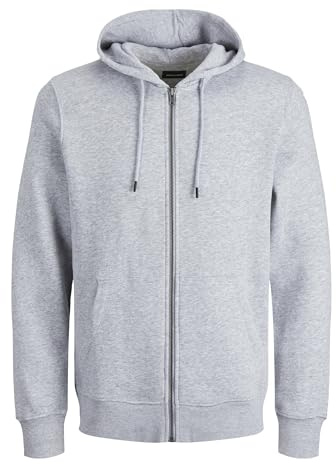 Jack & Jones Plus Zip Hoodie Plus Plain Zip Hoodie Light Grey Melange EU7XL US5XL Light Grey Melange