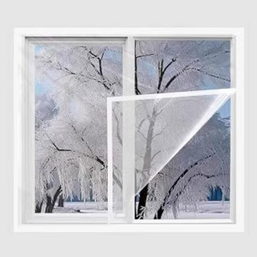 Thermo Cover Fenster-Isolierfolie,Planen-Isolierfolie,Kälteschutzfolie Fenster,Transparente Fensterisolationsfolie,Energiesparfolie,für Winter und Sommer,mit Magic Tape (75x160cm/30x63)