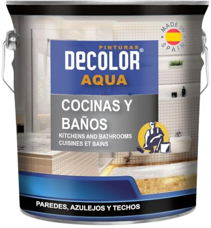 PINTURAS DECOLOR - Cocinas y Baños. Pintura Satinada al Agua para Azulejos, Paredes y Techos.(LILA SUAVE) 750ml