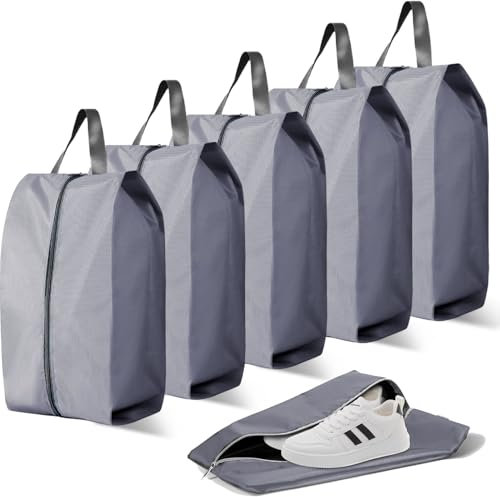 XHYASD Schuhtasche Reise,5 Stück Schuhbeutel Wasserdicht,Schuh-Reisetaschen zum Verpacken,Schuhbeutel Reise,Schuhtasche mit Reißverschluss für Die Aufbewahrung zu Hause und Reisegebrauch (Grau)