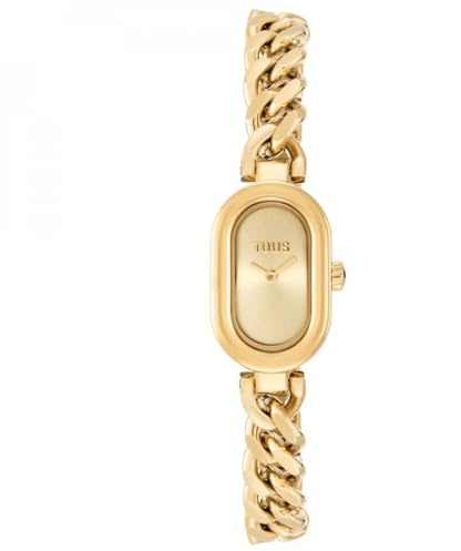 TOUS Reloj analógico Joya con Brazalete Cadena de Acero Dorada, Colección Oval Time