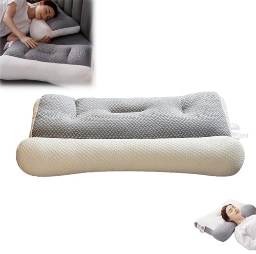 Proease - Almohada para apnea nocturna y dolor de cuello, de espuma viscoelástica, ergonómica, para personas que duermen de lado/espalda, soporte cervical para un sueño profundo, alivio del dolor de