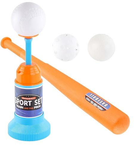 T Ball Set Toys Kids - Lanzador de béisbol al aire libre con 3 pelotas de práctica, kit de golpeo de swing fácil | TAQUINOS DE ALCINACIÓN SPORTS, equipo de juego en el patio trasero, juego de béisbol