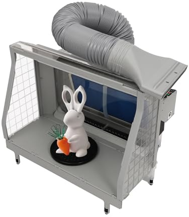 OUKANING Tragbare Airbrush Absauganlage mit LED-Beleuchtung - Professionelle Lackierkabine mit 3-Fach Filterung & Drehteller - Spritzlackierkabine 60x49cm Arbeitsfläche 11m³/min für Modellbau