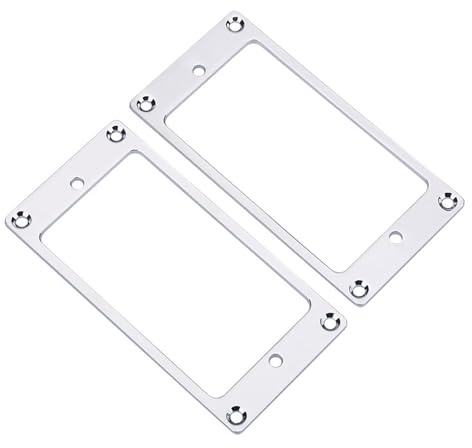 Wakects 2 Stück Metall Pickup-Rahmen Halterung für E-Gitarre stabile Montageringe Ersatzteile mit Schrauben Kompatibel für Humbucker (SILVER)