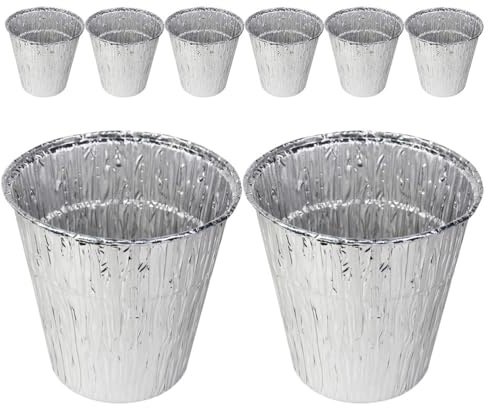 NUOBESTY 12 Forros de Aluminio para Cubos: Cubo desechable de 500 ml para Recoger la Grasa - Accesorios para Parrilla, Bandeja de Goteo para pellets ahumados, Color Plata