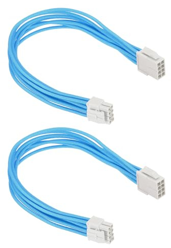 PATIKIL CPU Power Cable 12 Inch(30cm) 18AWG 12V, 2Pcs CPU 8 Pin Male to 8 Pin(4+4 Detachable) Male for Motherboard Power Adapter, White Blue