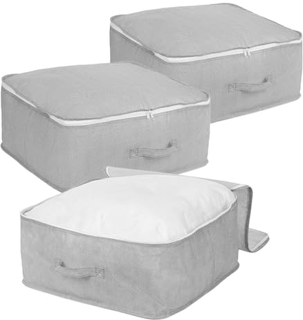 Compactor Scatole per Armadio con Zip in Tessuto, Set Scatole per Vestiti 40 L Grigie, Scatole Sotto Letto Contenitore per Biancheria, Cambio Stagione e Accessori
