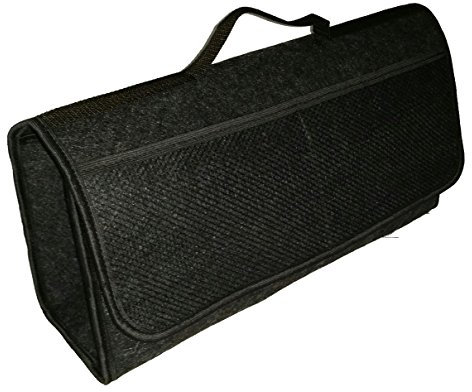 TK-eshop Kofferraumtasche Groß Schwarz Filz Werkzeugtasche mit Klett 25,5 x 48 x 15,5 cm haftet an Kofferraumverkleidung & Boden
